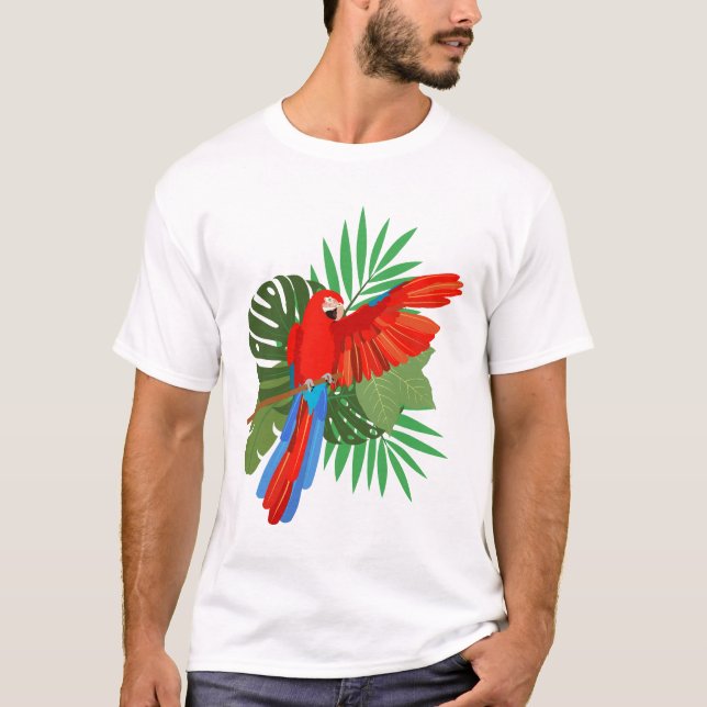 Green Winged Macaw T Shirt (Framsida)