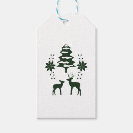 Green Winter Forest & Deer Holiday Presentetikett