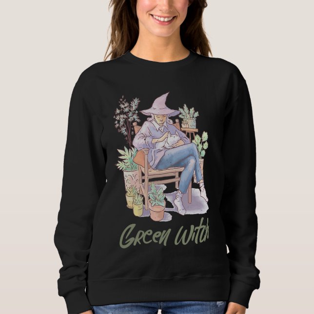 Green Witch Herbs Wiccan Pagan Healing Plants Natu T Shirt (Framsida)