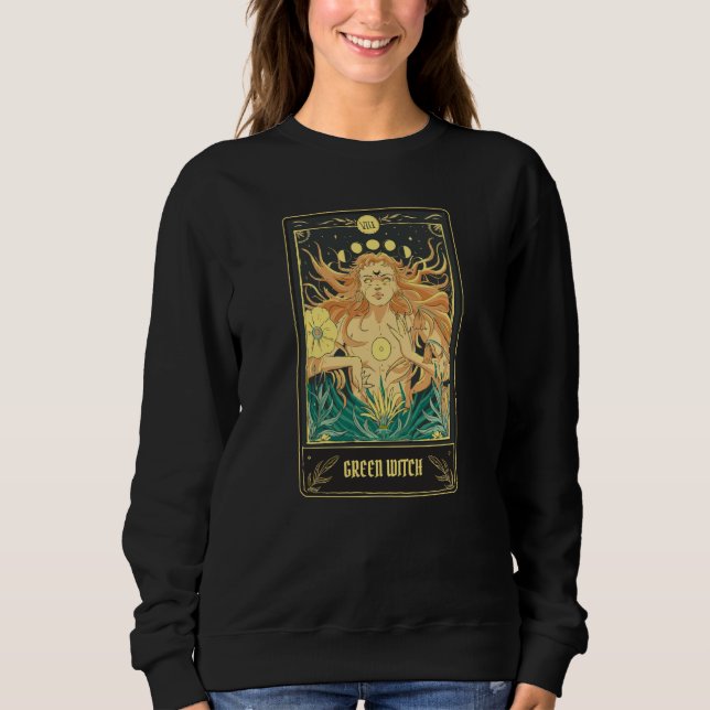 Green Witch Tarot Card Pagan Wicca Wiccan Retro Vi T Shirt (Framsida)