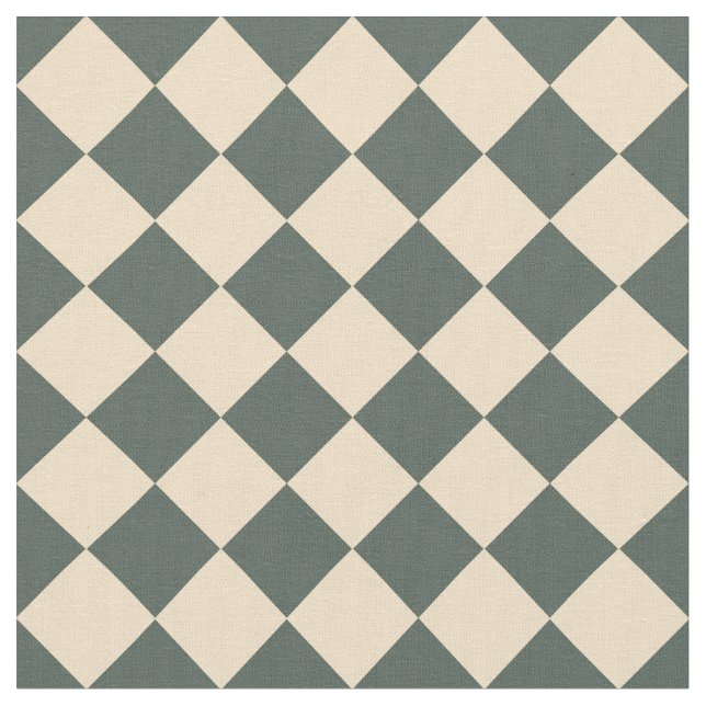 Green Yellow Checker Diamond Pattern Tyg (Närbild)