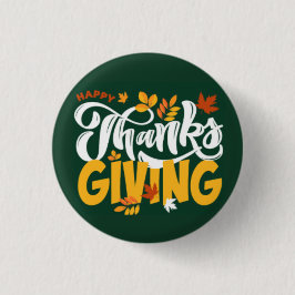 Green & Yellow Thanksgiving Pin Button Knapp