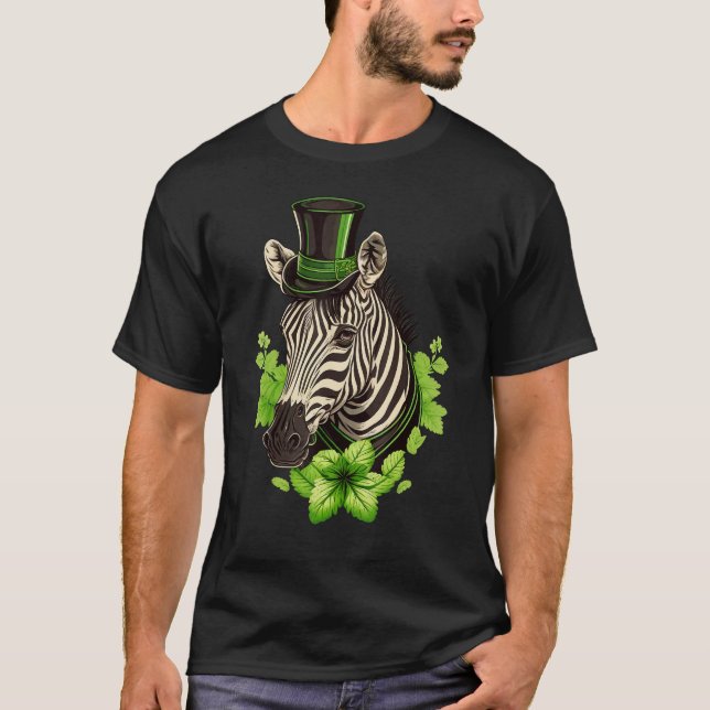 Green Zebra shamrock on St Patricks Day Zebra T Shirt (Framsida)