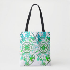 Green Zodiac Astrological Signs  on a Tote Bag Tygkasse