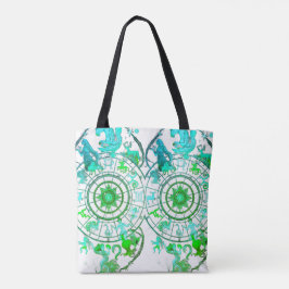 Green Zodiac Astrological Signs  on a Tote Bag Tygkasse