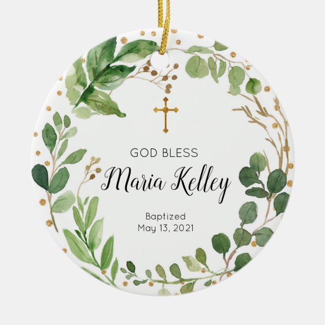 Greenary Personlig Boy eller Girl Baptism Ornament (Framsidan)