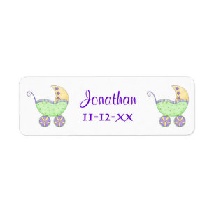 GreenBaby Buggy Carriage Namn Birthdate Customized Returadress Etikett