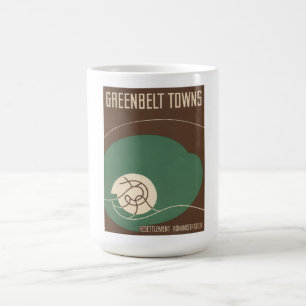 Greenbeltstäder avbildar på muggen kaffemugg