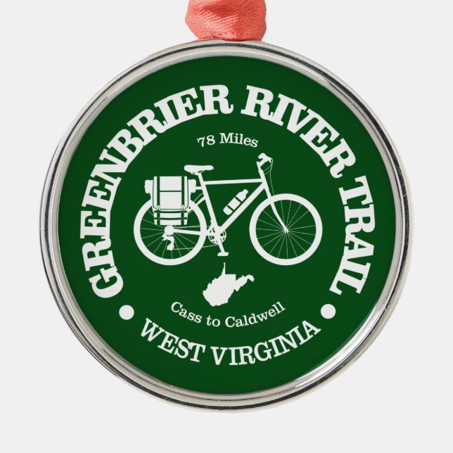 Greenbrier River Trail (cykling) Julgransprydnad Metall (Framsidan)