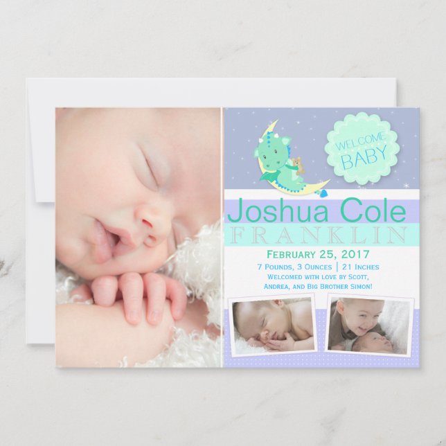 GreenDragon Photo Birth-meddelande Meddelande (Framsida)