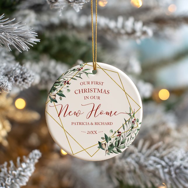 Greenerera vår första jul i vårt nya hem julgransprydnad keramik (Skapare uppladdad)