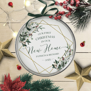 Greenerera vår första jul i vårt nya hem julgransprydnad metall