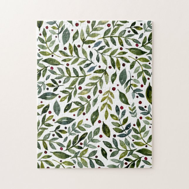 Greenerska vattenfärgen säsong grenar och bär pussel (Vertikal)