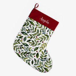 Greenerska vattenfärgen säsong grenar och bär stor julstrumpa