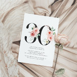 Greenery 30års födelsedag i den moderna Blommigten Inbjudningar<br><div class="desc">Greenery-inbjudan till 30års födelsedag Modern Blommigt Ro Guld med blommor av rosa och ro guld accents med grönt ljus.</div>