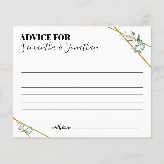 Greenery Advice för två tvåspråkiga duschkort (Framsida)