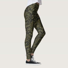 Greenery Aesthetic - Mörk Ferns & Lövs Leggings