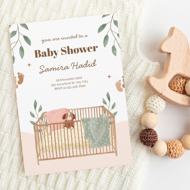 Greenery and Crib Baby Shower Inbjudningar (Skapare uppladdad)
