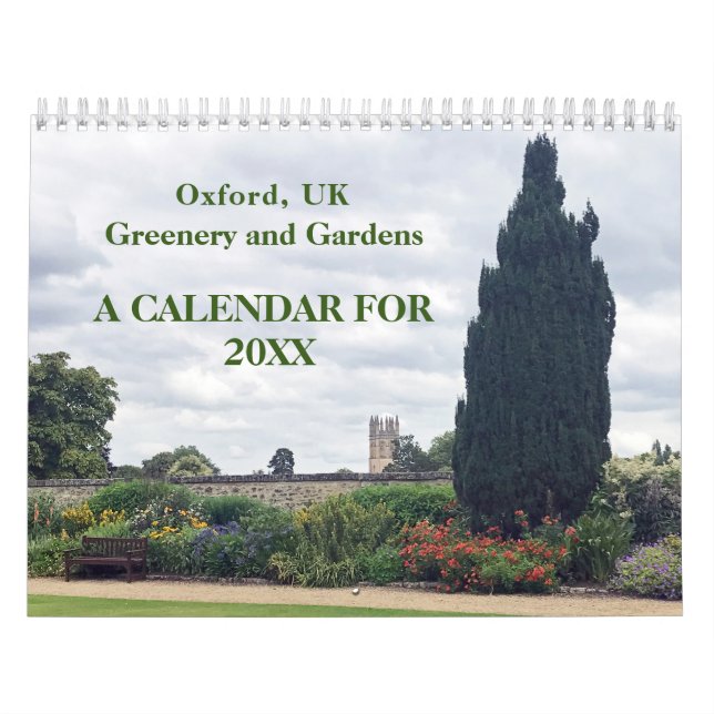 Greenery and Gardens in Oxford, UK Calendar 2025 Kalender (Omslag)