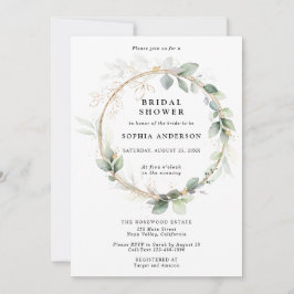 Greenery and Gold Bridal Shower Invitation Inbjudningar