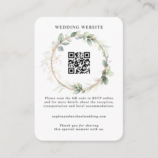 Greenery and Gold Wedding Enclosure Card Tilläggskort (Framsida)