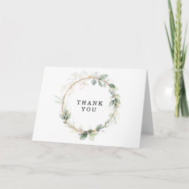 Greenery and Gold Wedding Folded Thank You Tack Kort