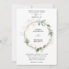 Greenery and Gold Wedding Invitation Inbjudningar