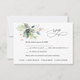 Greenery and Gold Wedding RSVP Card OSA Kort