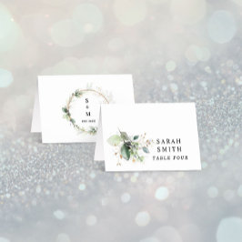 Greenery and Gold Wedding Table Place Card Bordsnummer