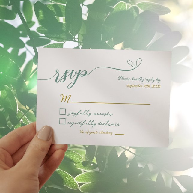 Greenery and Guld Bröllop OSA Card (Skapare uppladdad)