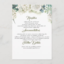Greenery and Hydrangea Bröllop Information Guest Tilläggskort