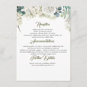 Greenery and Hydrangea Bröllop Information Guest Tilläggskort