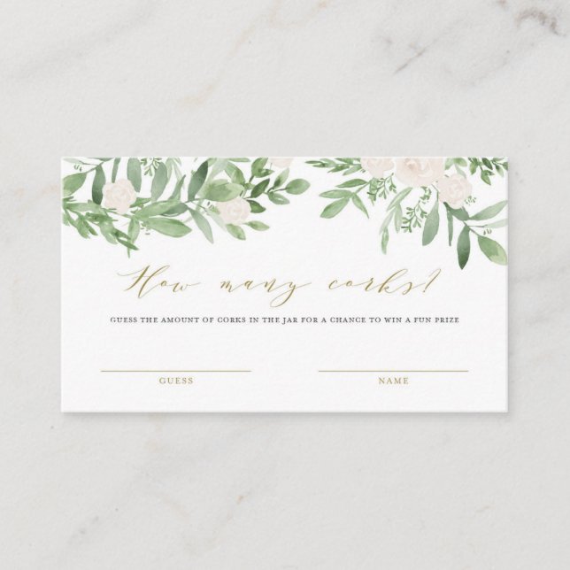 Greenery and White Flower Hur många Kork-spelkort? Placeringskort (Framsida)