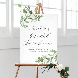 Greenery and White Flowers Grått Möhippa Luncheon Poster