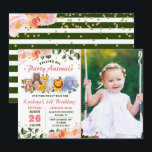 Greenery Animal Friends Rosa Blommigt Birthday Pho Inbjudningar<br><div class="desc">Blommigten Grey Animal Friends Rosa Birthday Photo Investigation</div>