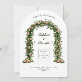 greenery arch flowers romantic wedding invitation inbjudningar
