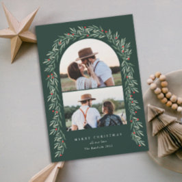 Greenery Arch Modern Script 2 Photo Jul Julkort