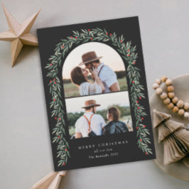 Greenery Arch Modern Script 2 Photo Jul Julkort