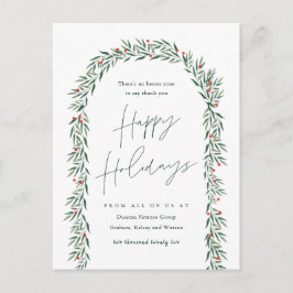 Greenery Arch Modern Script Business Helgdag Card Helg Vykort