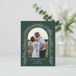 Greenery Arch Modern Script Photo Jul Helg Vykort