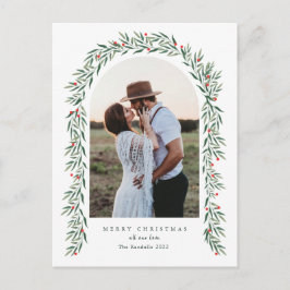 Greenery Arch Modern Script Photo Jul Helg Vykort