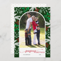 Greenery Arched Photo Grönt Season hälsningar