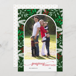Greenery Arched Photo Grönt Season hälsningar Julkort