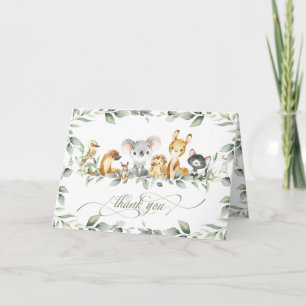 Greenery Australian Animals Baby Shower Birthday Tack Kort