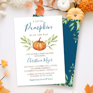 Greenery Autumn Pumpkin Fall Baby Shower Inbjudningar