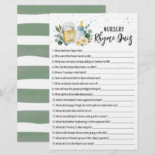 Greenery Baby brinner matchen Nursery Rhyme Quiz