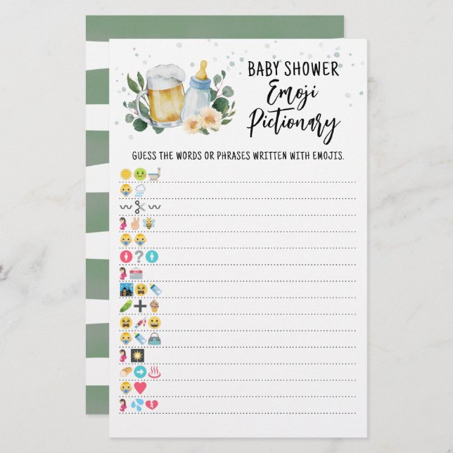 Greenery Baby brinner på Emoji Pictionary-spel (Fram/baksida)