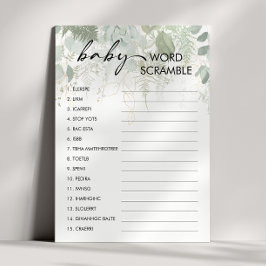 Greenery Baby Shower Baby Ord-bildspel Inbjudningar