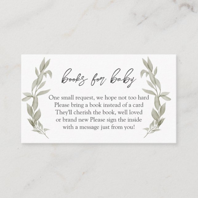 Greenery Baby Shower Bokar för Baby, Bok i Lieu Tilläggskort (Framsida)