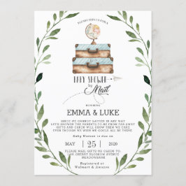 Greenery Baby Shower by Mail Long Avstånd Boy Inbjudningar